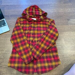 Oro Plaid Red and Yellow Men's Casual Button Down Shirt